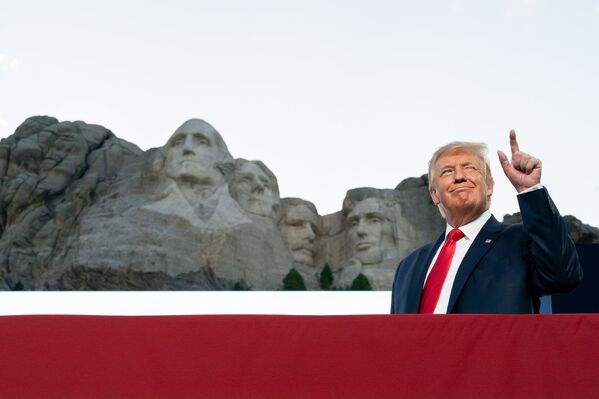 President Donald J. Trump attends a Fourth of July celebration Friday, July 3, 2020, at Mount Rushmore National Memorial in Keystone, S.D.