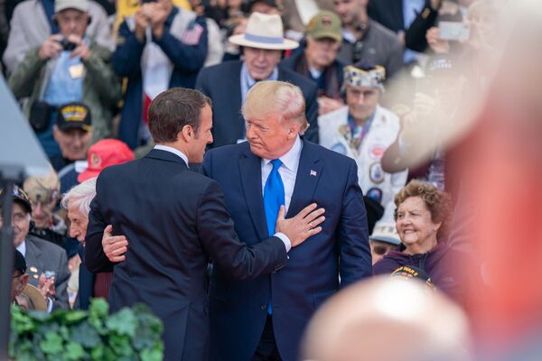 President Donald J. Trump and French President Emmanuel Macron honor those who made the greatest sacrifice during 75th Commemoration of D-Day Thursday, June 6, 2019, at the Normandy American Cemetery in Normandy, France.