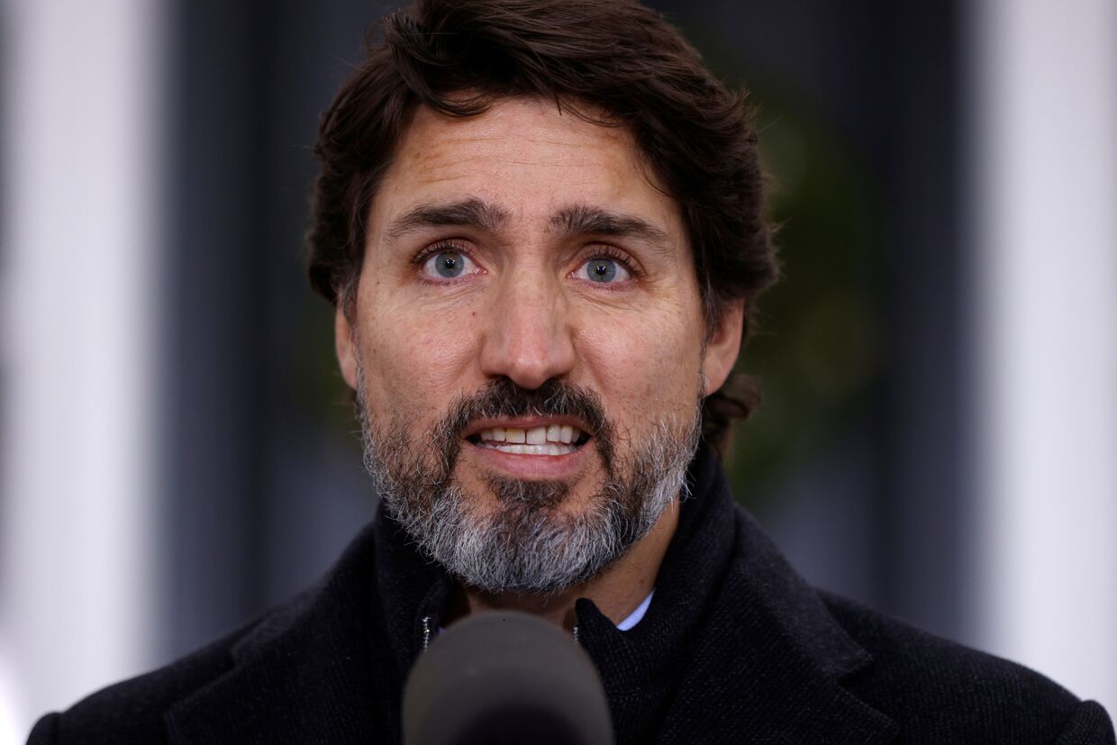 Премьер-министр Джастин Трюдо на пресс-конференции в Оттаве, Канада