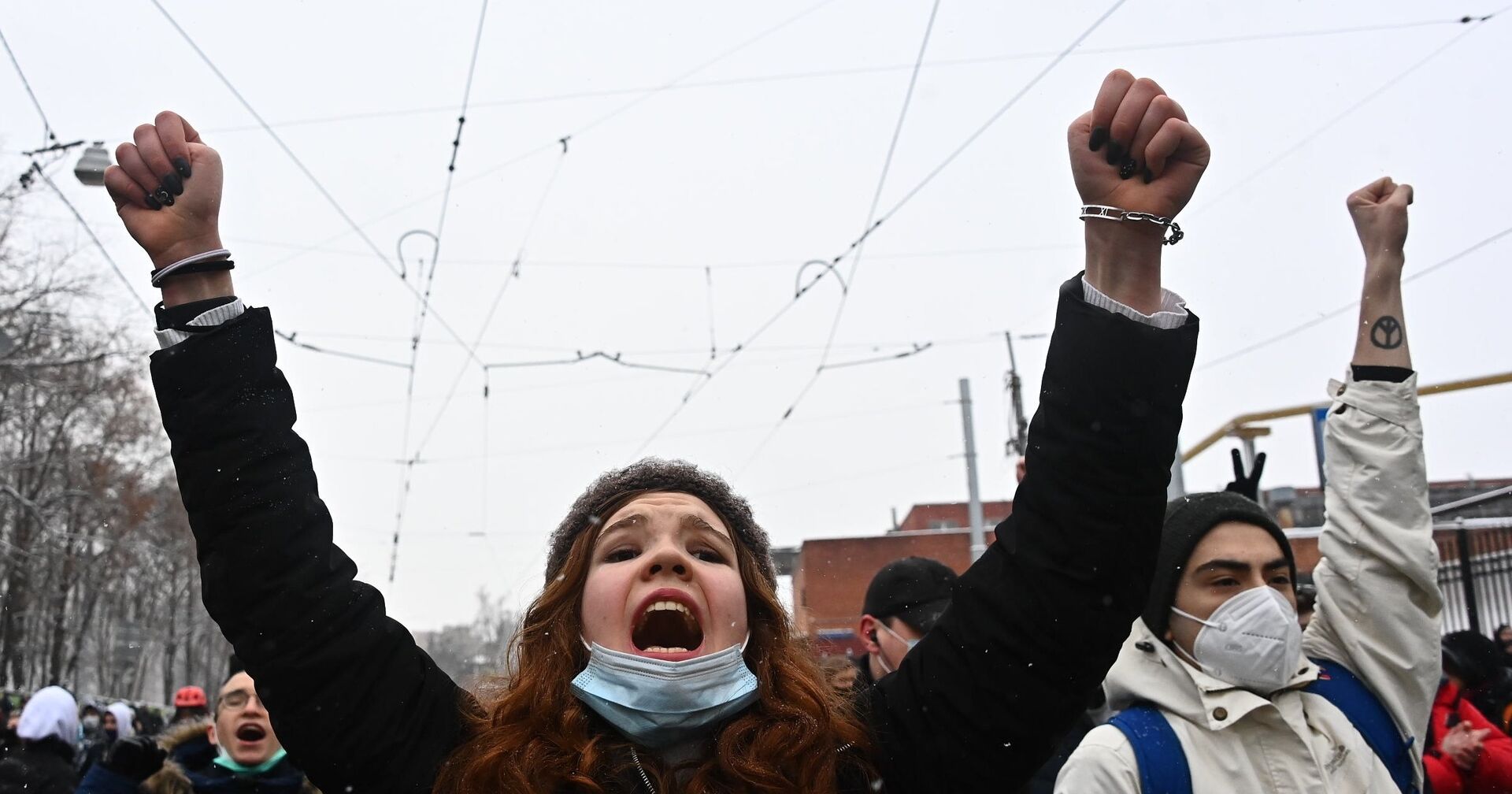 Участники несанкционированной акции сторонников Алексея Навального в Москве - ИноСМИ, 1920, 03.02.2021