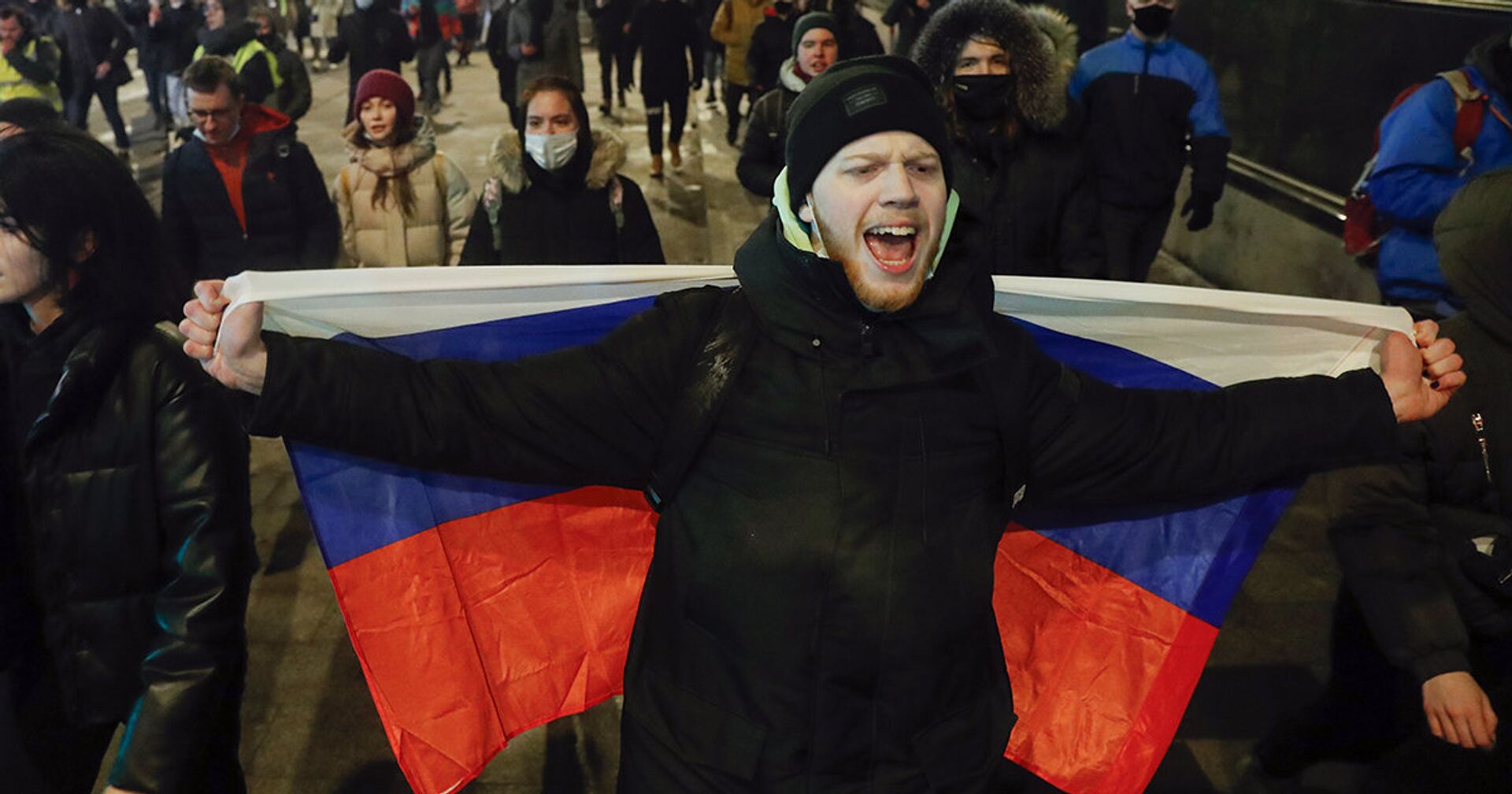 Участники несанкционированной акции сторонников Алексея Навального в Москве - ИноСМИ, 1920, 14.02.2021