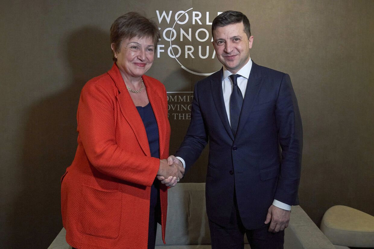 Президент Украины Владимир Зеленский и директор-распорядитель МВФ Кристалина Георгиева