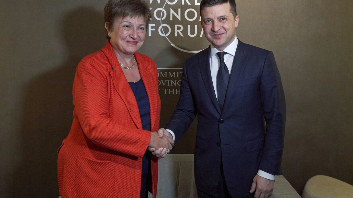 Президент Украины Владимир Зеленский и директор-распорядитель МВФ Кристалина Георгиева
