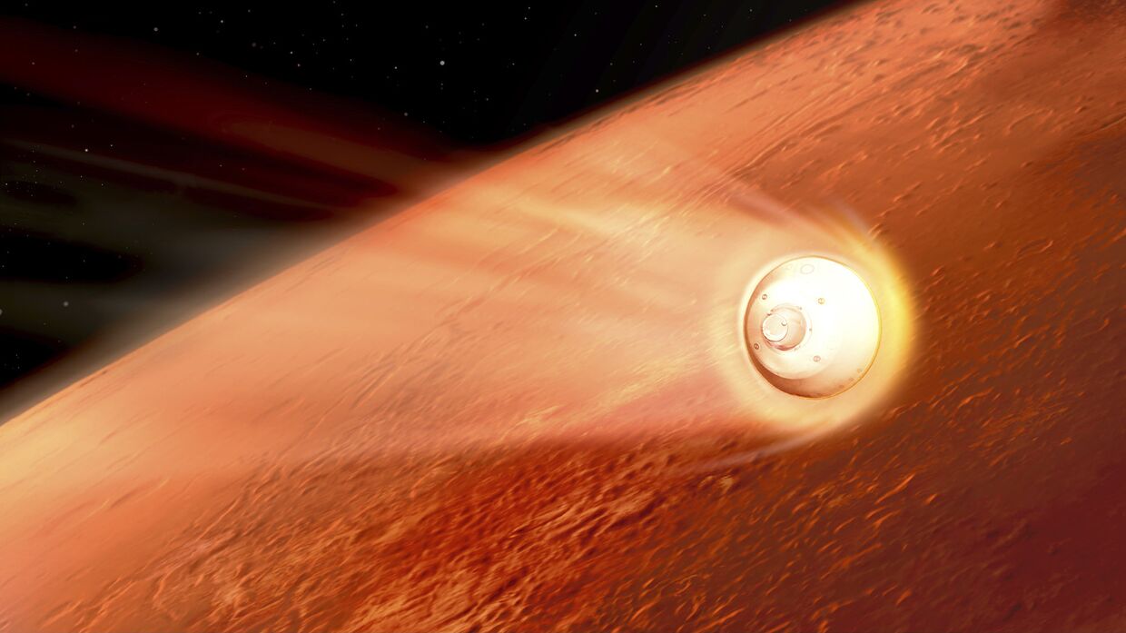 Иллюстрация входа в атмосферу Марса космического аппарата Perseverance