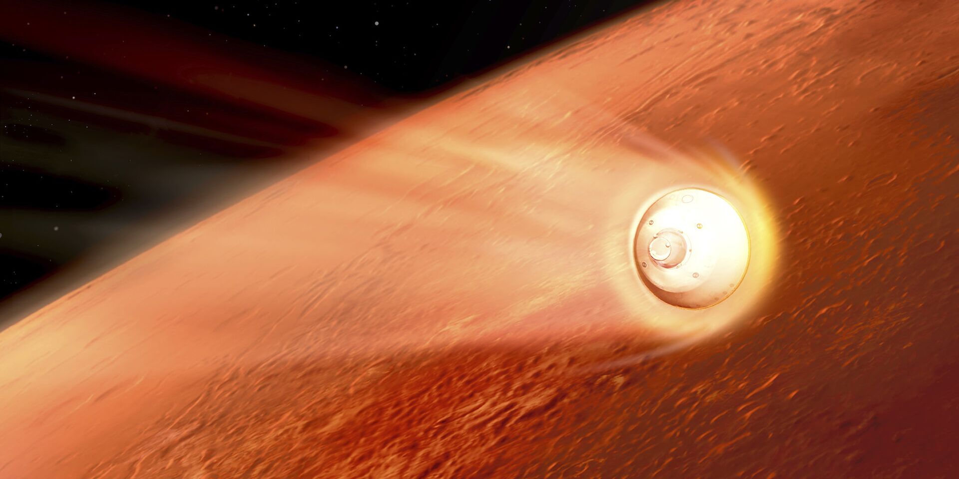Иллюстрация входа в атмосферу Марса космического аппарата Perseverance - ИноСМИ, 1920, 20.02.2021