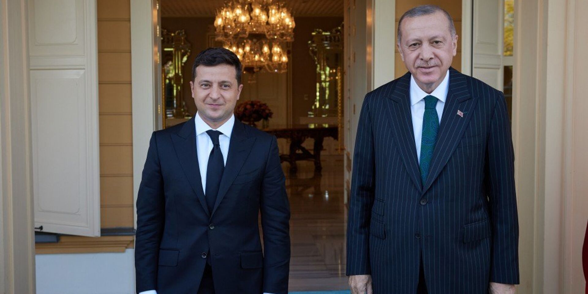Президент Украины Владимир Зеленской и президент Турции Реджеп Тайип Эрдоган во время встречи в Стамбуле - ИноСМИ, 1920, 03.02.2022