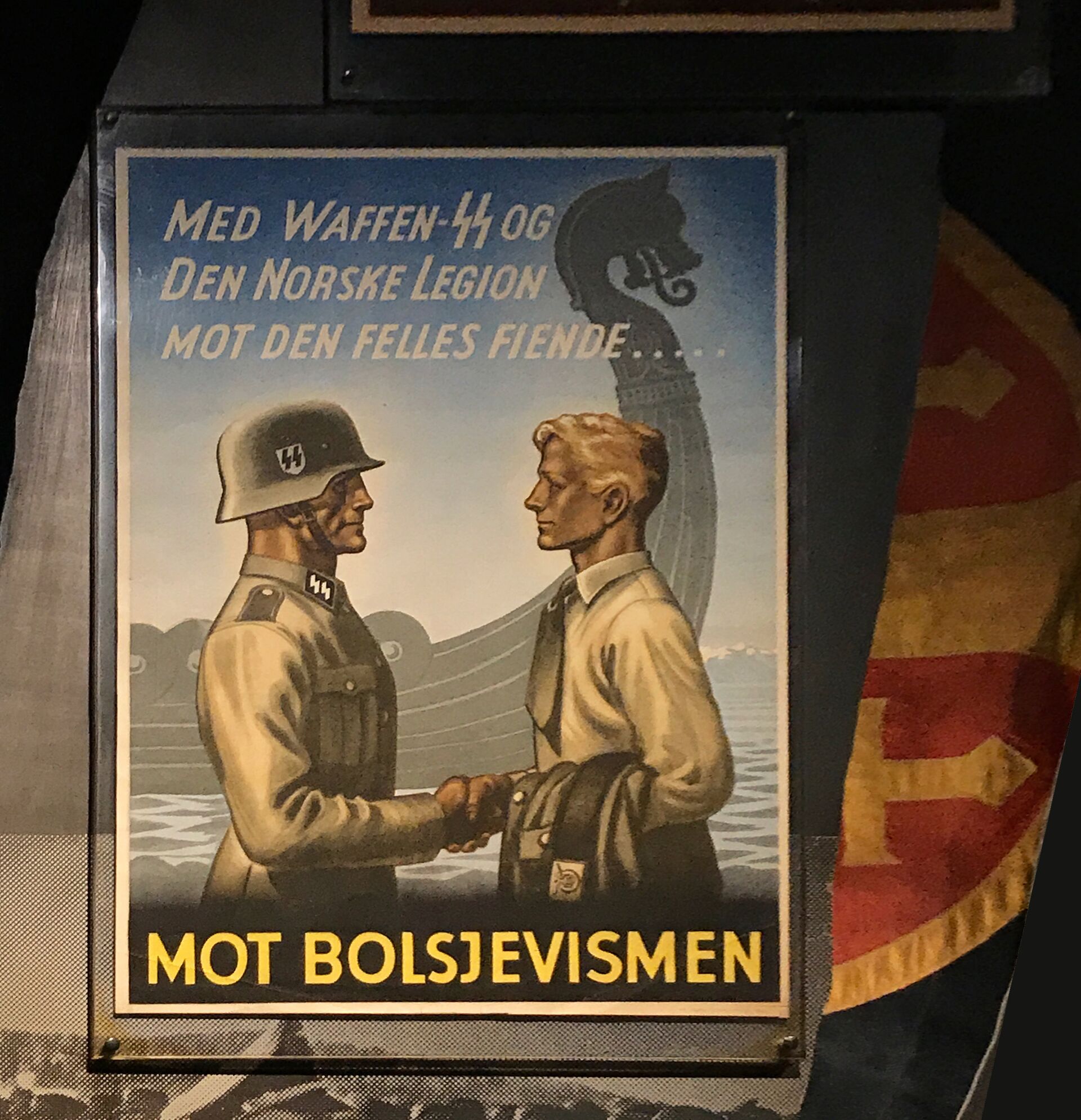 Плакат добровольческого Норвежского легиона, который воевал на стороне нацистской Германии, в Музее сопротивления Норвегии, Осло - ИноСМИ, 1920, 15.05.2021