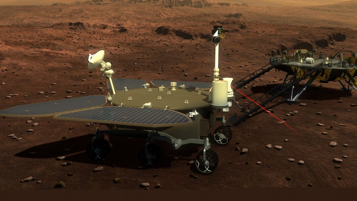 Марсоход «Чжужун» на Марсе в представлении художника