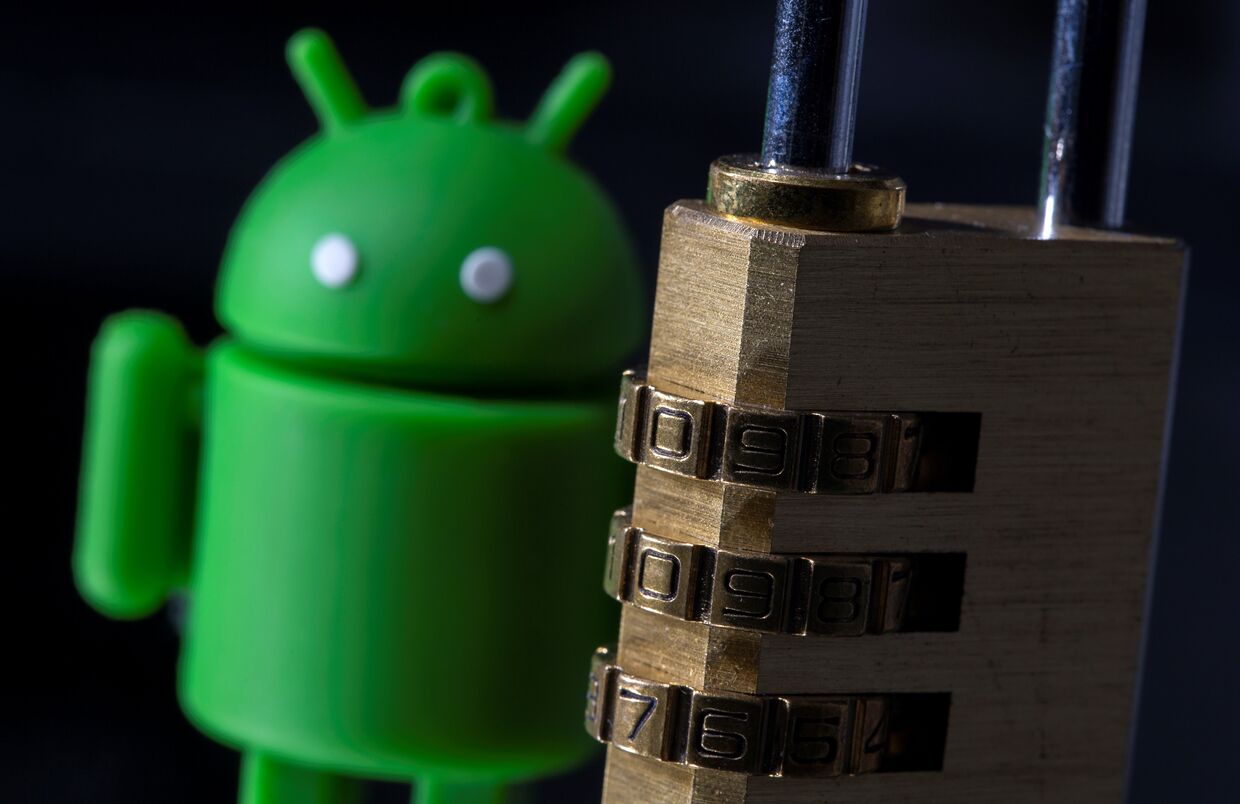 Логотип Android и кодовый замок