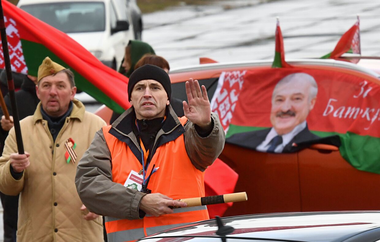 Автопробег в поддержку президента Белоруссии А. Лукашенко в Минске