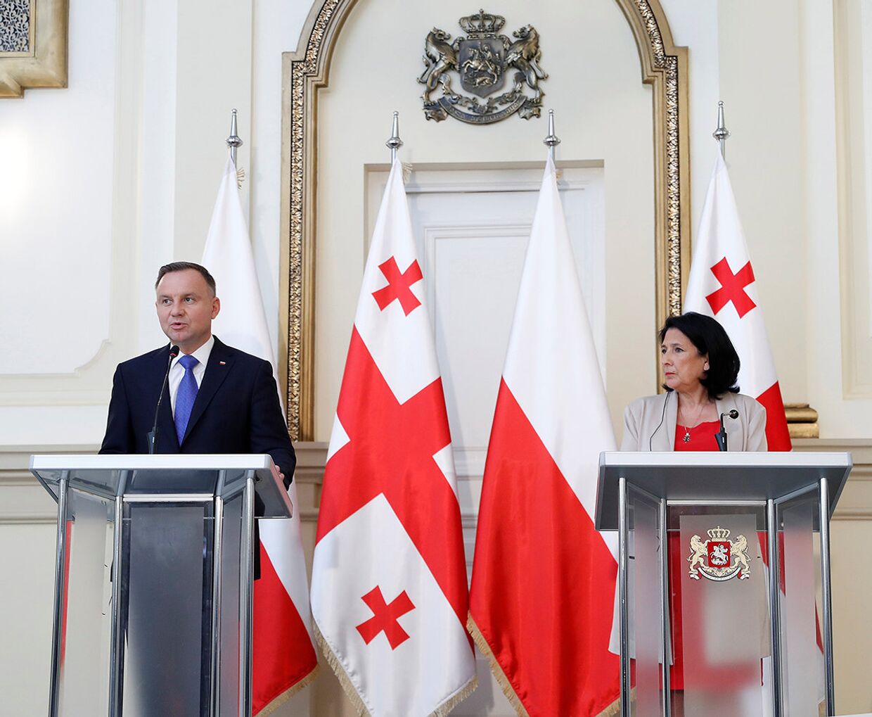 Президент Грузии Саломе Зурабишвили и президент Польши Анджей Дуда