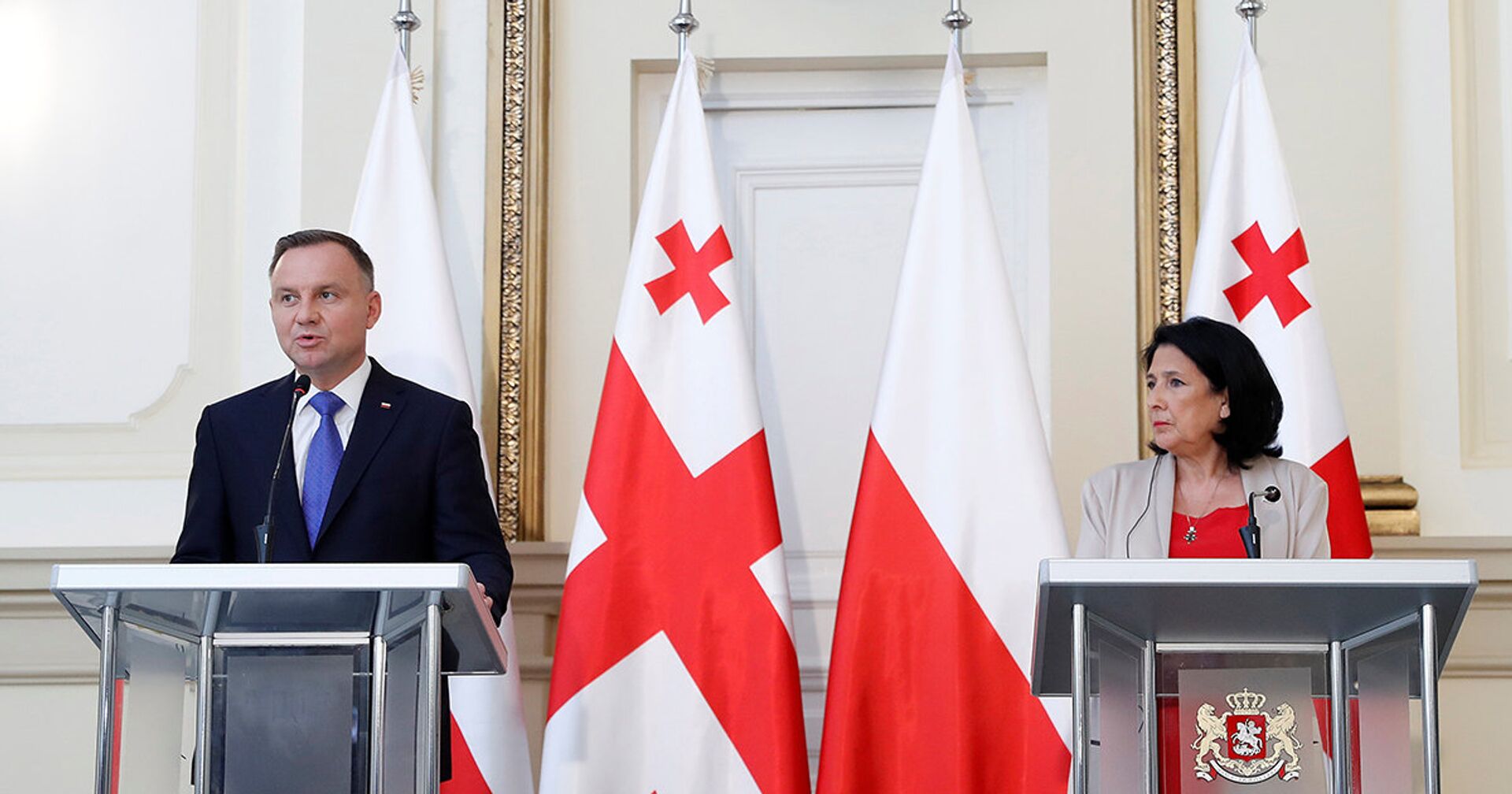 Президент Грузии Саломе Зурабишвили и президент Польши Анджей Дуда - ИноСМИ, 1920, 27.05.2021