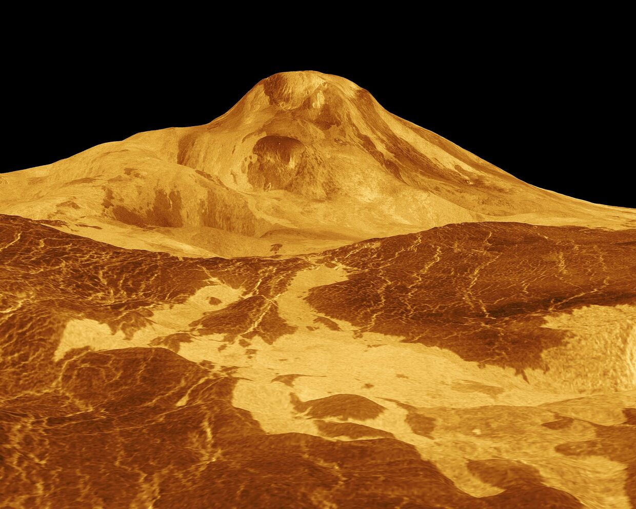 Сгенерированное на компьютере изображение горы Маат, Венера