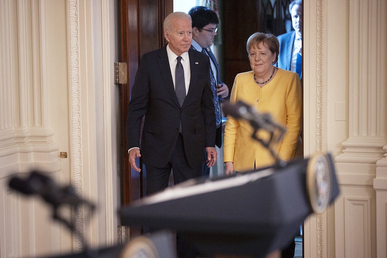 Канцлер Германии Ангела Меркель и президент Джо Байден в Белом доме в Вашингтоне