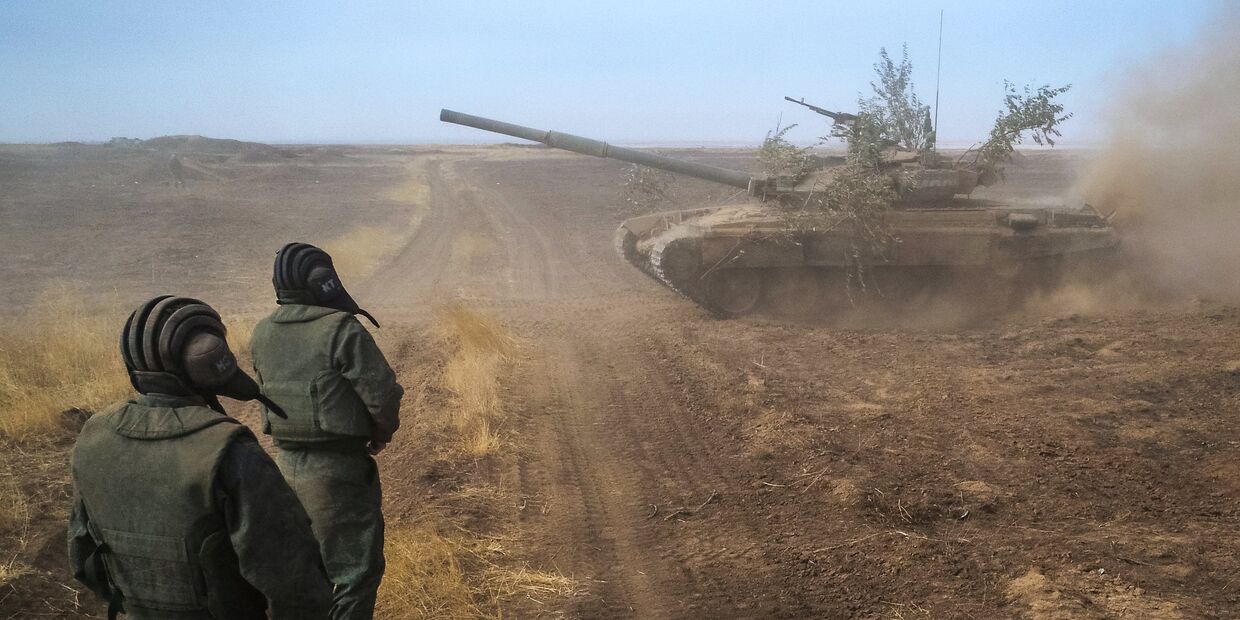 Танк Т-90А на командно-штабных учениях Кавказ-2020