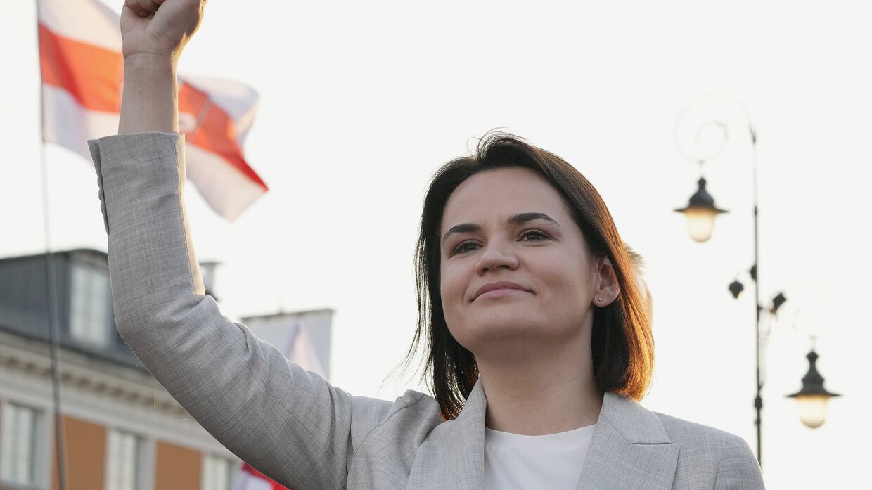 Белорусский политик Светлана Тихановская в Варшаве, Польша