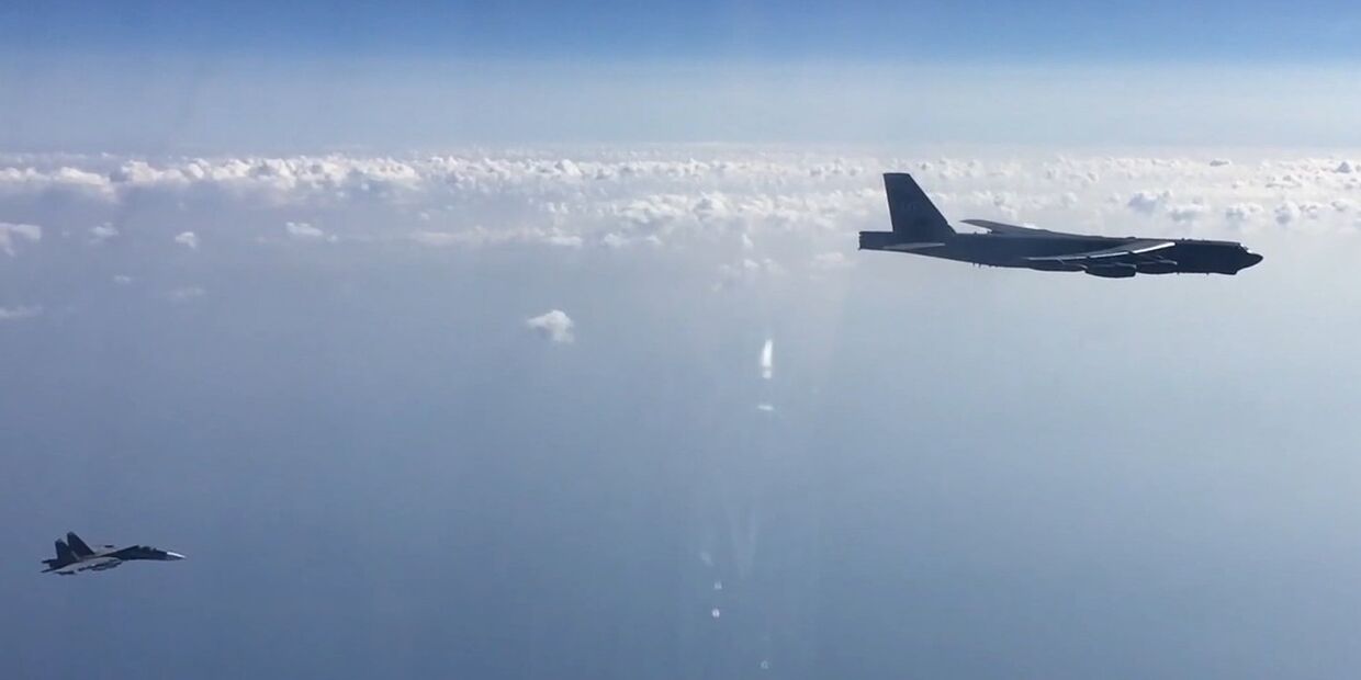 Перехват бомбардировщиков В-52Н ВВС США над акваторией Черного моря