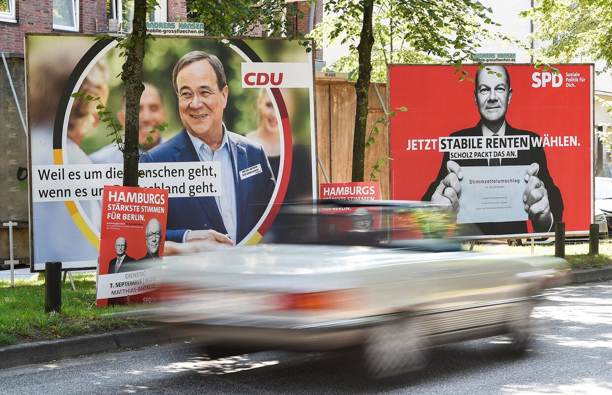 Предвыборные плакаты на пост премьер-министра в Гамбурге