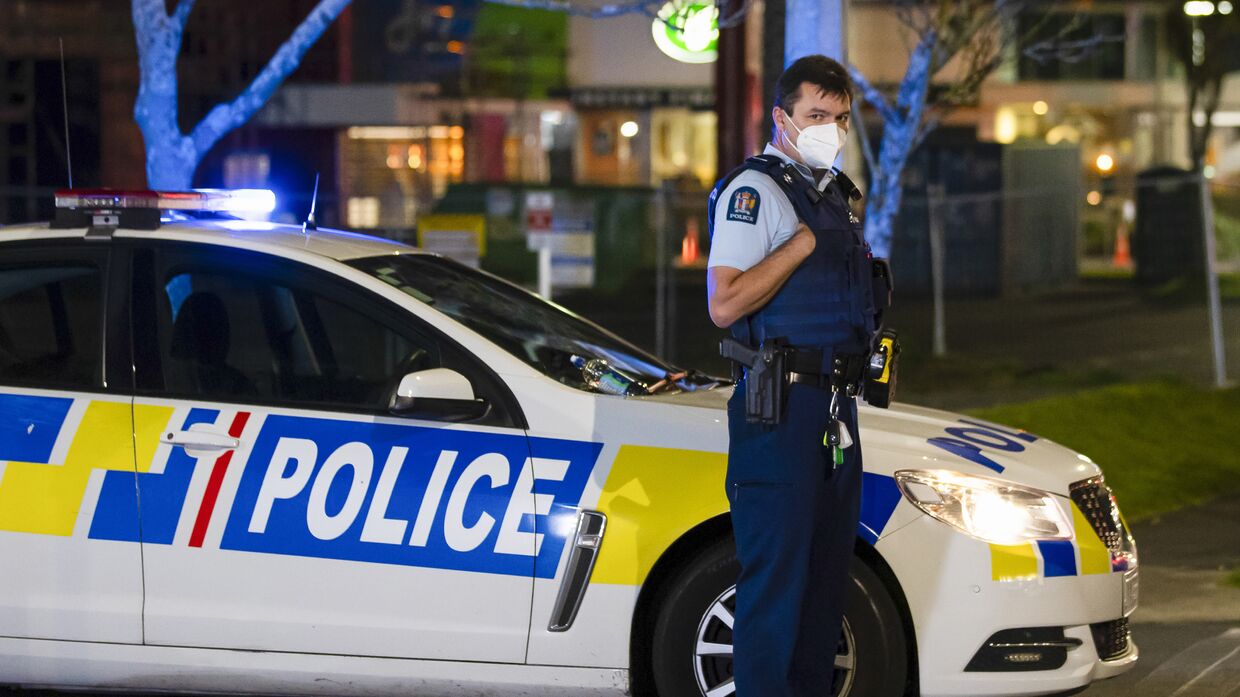 Полиция на месте теракта в Окленде, Новая Зеландия