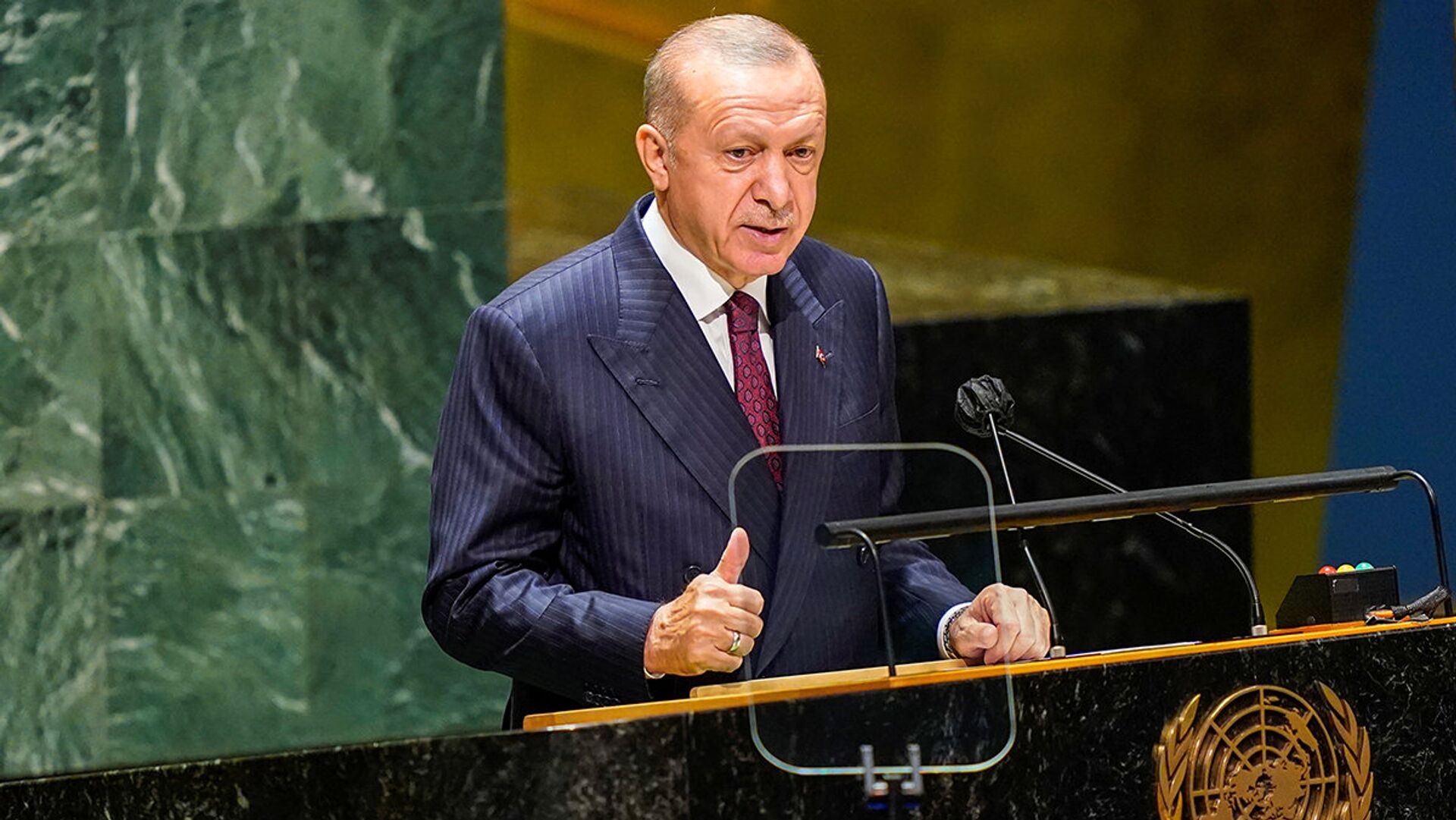 Президент Турции Тайип Эрдоган выступает на 76-й сессии Генеральной Ассамблеи в Штаб-квартире ООН в Нью-Йорке - ИноСМИ, 1920, 28.09.2021