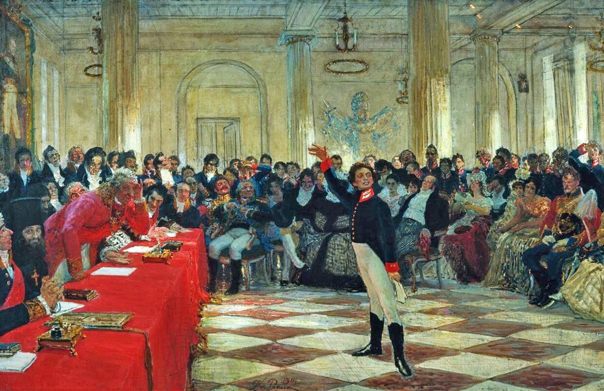 А. С. Пушкин на экзамене в Царском Селе 8 января 1815 года