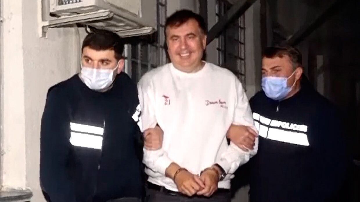 Бывший президент Грузии Михаил Саакашвили после задержания в Рустави
