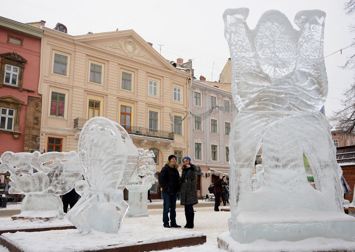 Выставка ледяных скульптур во Львове