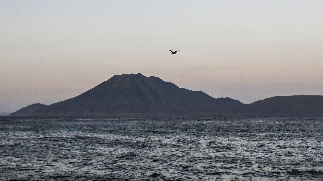 Вулкан Кудрявый на острове Итуруп
